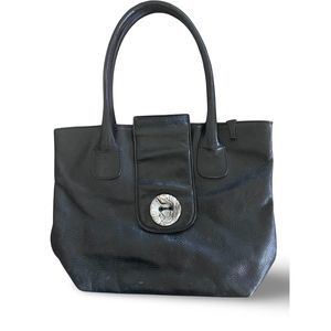 Raggio Veneziano Black Genuine Leather Tote Bag